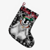 キュートフェスティバルホリデーペンギングリッター雪片 ラージクリスマスストッキング (正面 (吊り時))