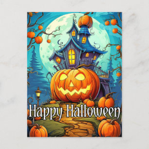 キュートフェスティバル幽霊のよく出るハウス ハッピーハローウィン ポストカード