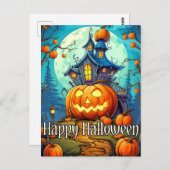 キュートフェスティバル幽霊のよく出るハウス |ハッピーハローウィン ポストカード (正面/裏面)
