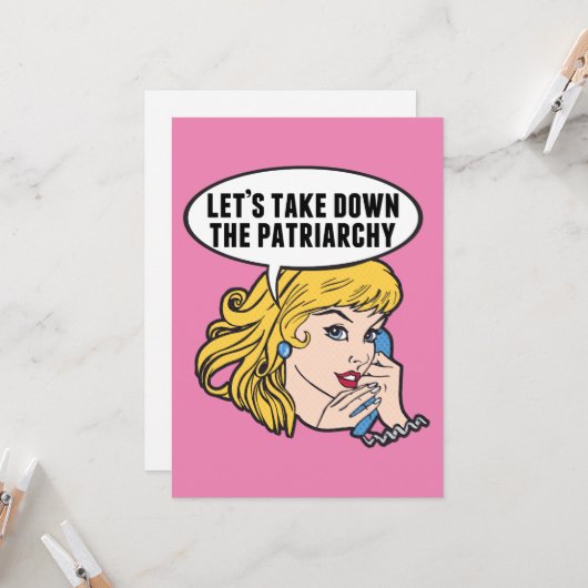 キュートフェミニストレトロポップ・アートのアートアンチ家父長制引用文 カード (正面/裏面インサイチュ)