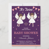 キュートフェリーズツインガールズベビーシャワー招待状 招待状 (正面)
