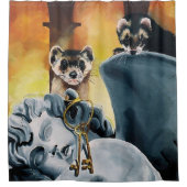 キュートフェレット鍵ケルブ シャワーカーテン (正面)