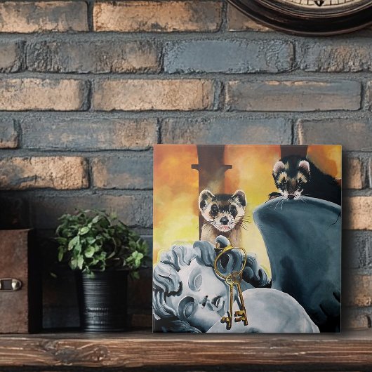 キュートフェレット鍵ケルブ タイル