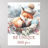 キュートフォックス男の赤ちゃん子供部屋ウッドランドウォーター色 ポスター (正面)