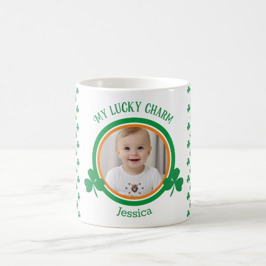 キュートフォトラッキーチャームSt patricks dayマグカップ コーヒーマグカップ (中央)