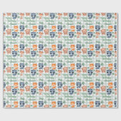 キュートフォレストアニマルミント市松模様に子供の誕生日 ラッピングペーパー (フラット)