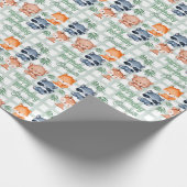 キュートフォレストアニマルミント市松模様に子供の誕生日 ラッピングペーパー (角)