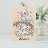 キュートフォレストオウム誕生日 カード (スタンド正面)