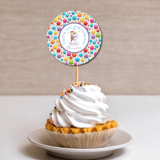 キュートフォレストベアーズワルツレインボー水玉模様 ラウンドシール