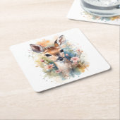 キュートフォレストベビーパイン親愛ト子供部屋アート スクエアペーパーコースター (アングル)