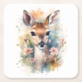 キュートフォレストベビーパイン親愛ト子供部屋アート スクエアペーパーコースター