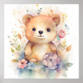 キュートフォレストベビーベアパイント子供部屋アート ポスター (正面)