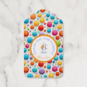 キュートフォレストラビット踊りレインボー水玉模様 ギフトタグ (裏面)