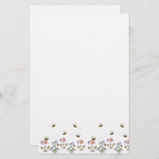 キュートフォークアートビーズデイジー蝶 便箋 (正面/裏面)