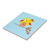 キュートフクロウイエローピンクイラストレーション タイル (側面)