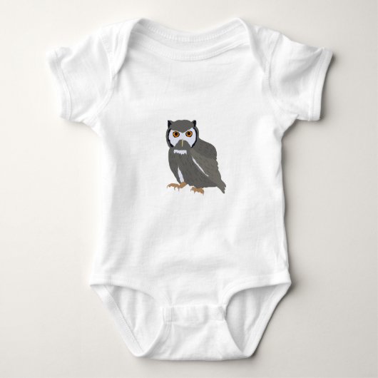 キュートフクロウイラストレーション ベビーボディスーツ (正面)