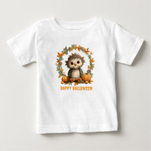 キュートフクロウカボチャハッピーハローウィンデザイン ベビーTシャツ