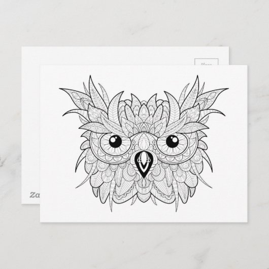 キュートフクロウポートレートドードル ポストカード (正面/裏面)