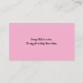 キュートフクロウ先生教育者パステルピンク 名刺 (裏面)