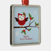 キュートフクロウ初めてのクリスマスカスタムオーナメント メタルオーナメント (右)
