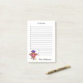 キュートフクロウ卒業証書先生Doリスト白4 x 6 ポストイット (デスク上)