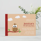 キュートフクロウ子供の誕生日パーティー 招待状 (スタンド正面)