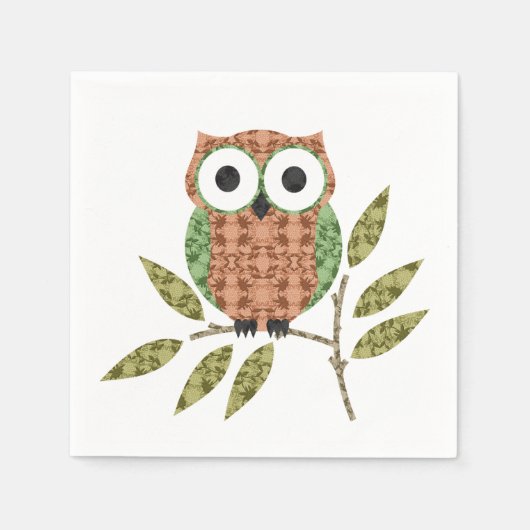 キュートフクロウ紙ナプキンス スタンダードカクテルナプキン (正面)