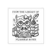 キュートフクロウ蔵書票 ラバースタンプ (インプリント)