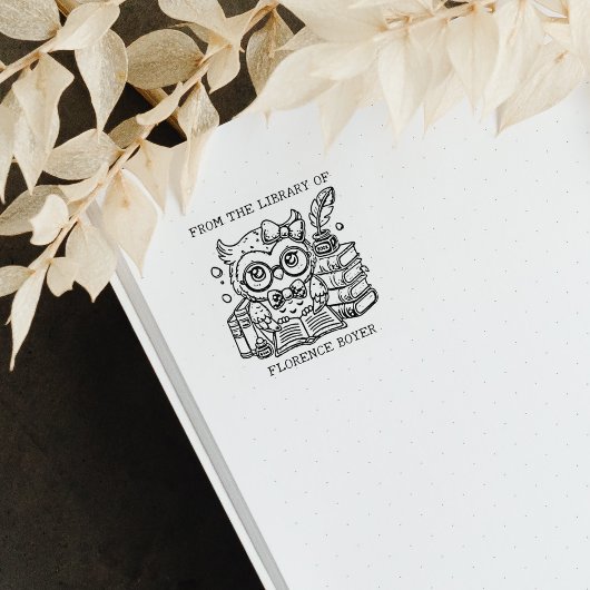 キュートフクロウ蔵書票 ラバースタンプ