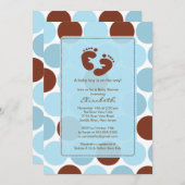 キュートフットプリントボーイベビーシャワー招待状 招待状 (正面/裏面)