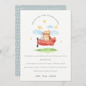 キュートフライオーバーテディベア動物飛行機誕生日 サンキューカード (正面/裏面)