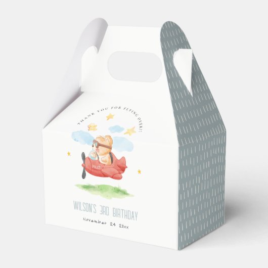 キュートフライオーバーテディベア動物飛行機誕生日 フェイバーボックス (裏面サイド)