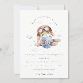 キュートフライオーバーラストネイビー飛行機テディスターズ誕生日 サンキューカード