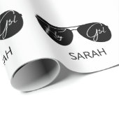 キュートフライガールブラックアビエーターサングラスカスタム ラッピングペーパー (ロールコーナー)