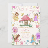 キュートフラッターアンドツワールフェアリー誕生日 招待状 (正面)