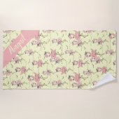 キュートフラパーソナライズされたミンゴスビーチタオル ビーチタオル (正面)