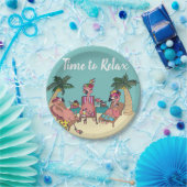 キュートフラミンゴトロピカルバケーション |次の時間リラックスまで ペーパープレート (パーティー)