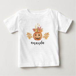 キュートフラワーカンプキンハロウィーン秋 ベビーTシャツ