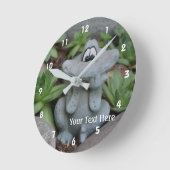 キュートフラワーガーデンフロッグオーナメント ラウンド壁時計 (傾斜)