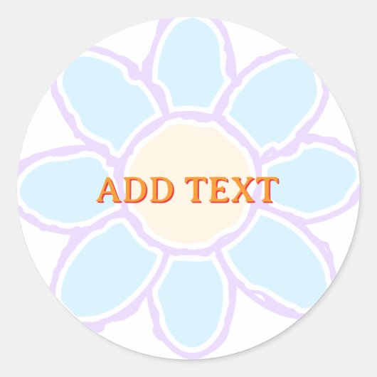キュートフラワースケッチカスタム文字 ラウンドシール (正面)
