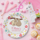 キュートフラワースロスバースデーパーティープレート ペーパープレート (パーティー)