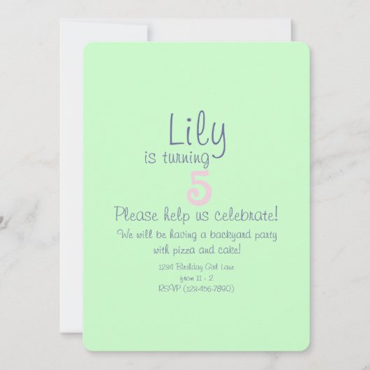 キュートフラワーフェアリーバースデーパーティー招待状 招待状 (正面)