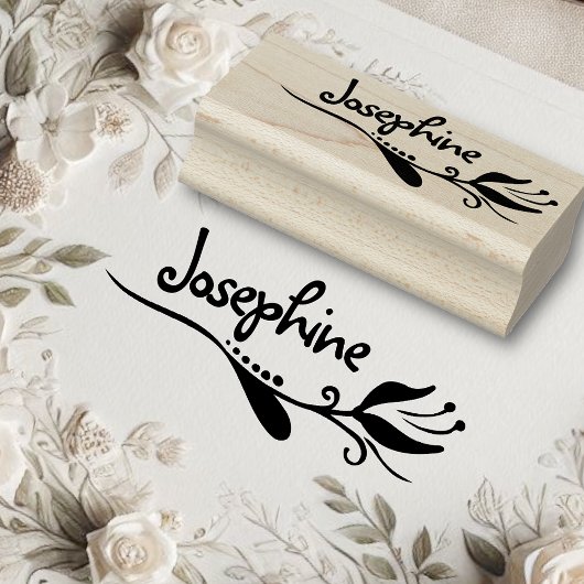 キュートフラワーフローラパーソナライズされたスケッチ名文字 ラバースタンプ