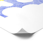 キュートフラワーマーケットレトロデイジーイエローブルー ポスター (角)