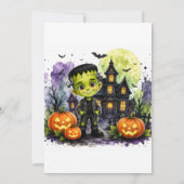 キュートフランケンシュタインボーイハロウィン誕生日パーティー 招待状 (裏面)
