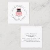 キュートフランスのチョコレートピンクケーキベーカー生地シェフ スクエア名刺 (正面/裏面)