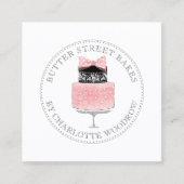 キュートフランスのチョコレートピンクケーキベーカー生地シェフ スクエア名刺 (正面)
