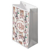 キュートフランスのテーマモノグラム |フランスのランドマーク スモールペーパーバッグ (正面アングル)