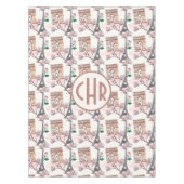 キュートフランスのテーマモノグラム |フランスのランドマーク テーブルクロス (正面)