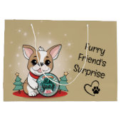 キュートフランスのブルドッグおもしろいハッピーニューイヤー ラージペーパーバッグ (裏面)